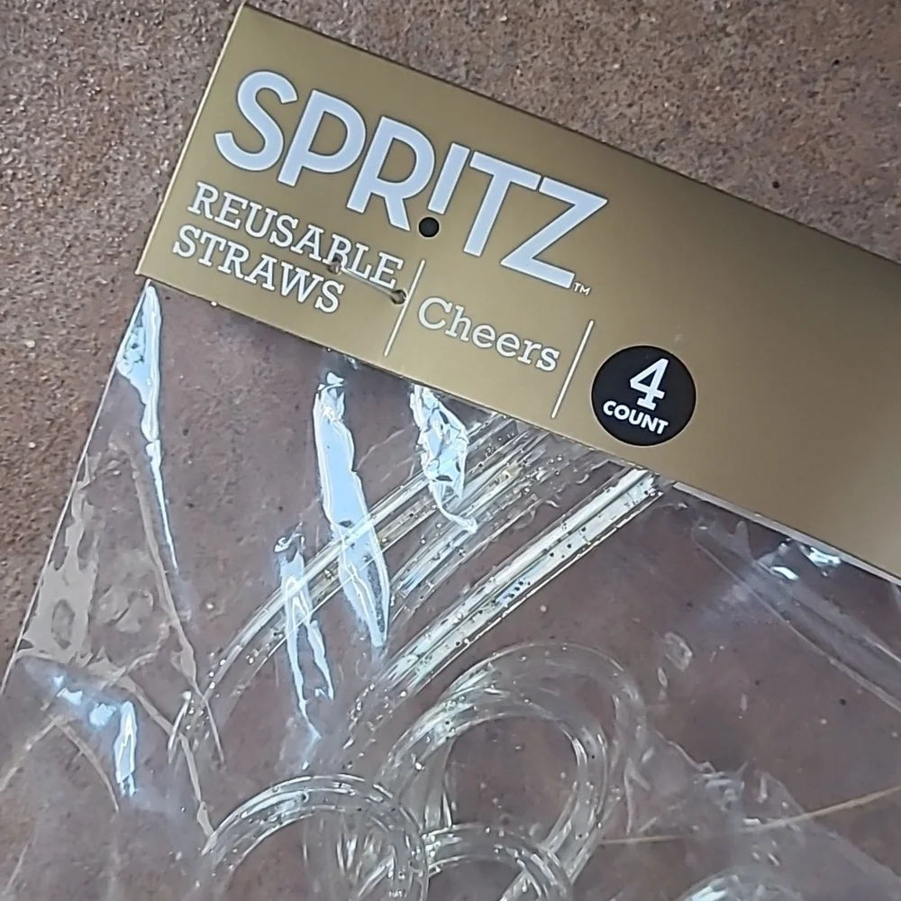NWT Spritz novelty party park of 20 Cheers reusable plastic straws